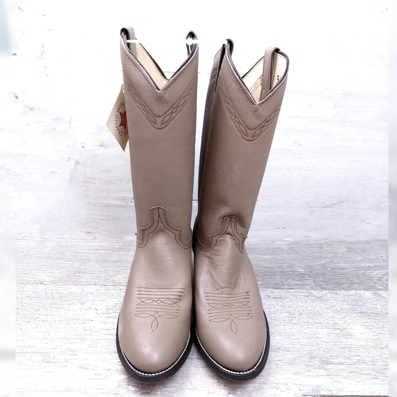 Genuine Leather Mens 10.5 EETaupe Gray Western Boots Brand New! - Picture 6 of 11